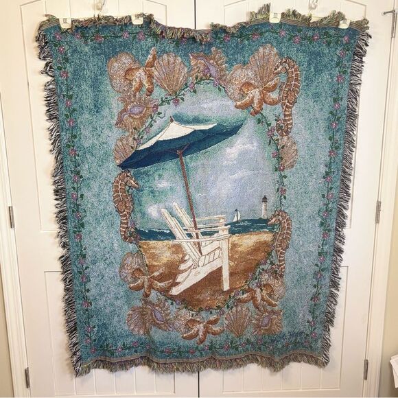 Kathy Hatch Beach Scene Tapestry Throw Blanket - Picture 2 of 10